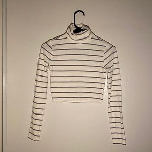 Cropped Striped Turtle Neck